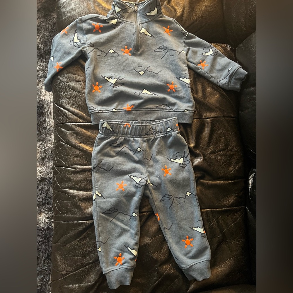 Carter's Slate Blue Tracksuit with Orange Accents- NEW, without tags
